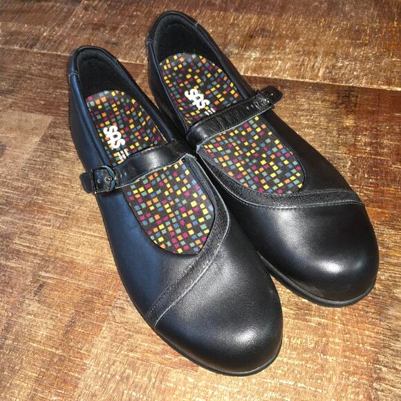SAS San Antonio Shoes Clare Non Slip Mary Jane Loafer Black Womens 9 Narrow - Picture 2 of 9